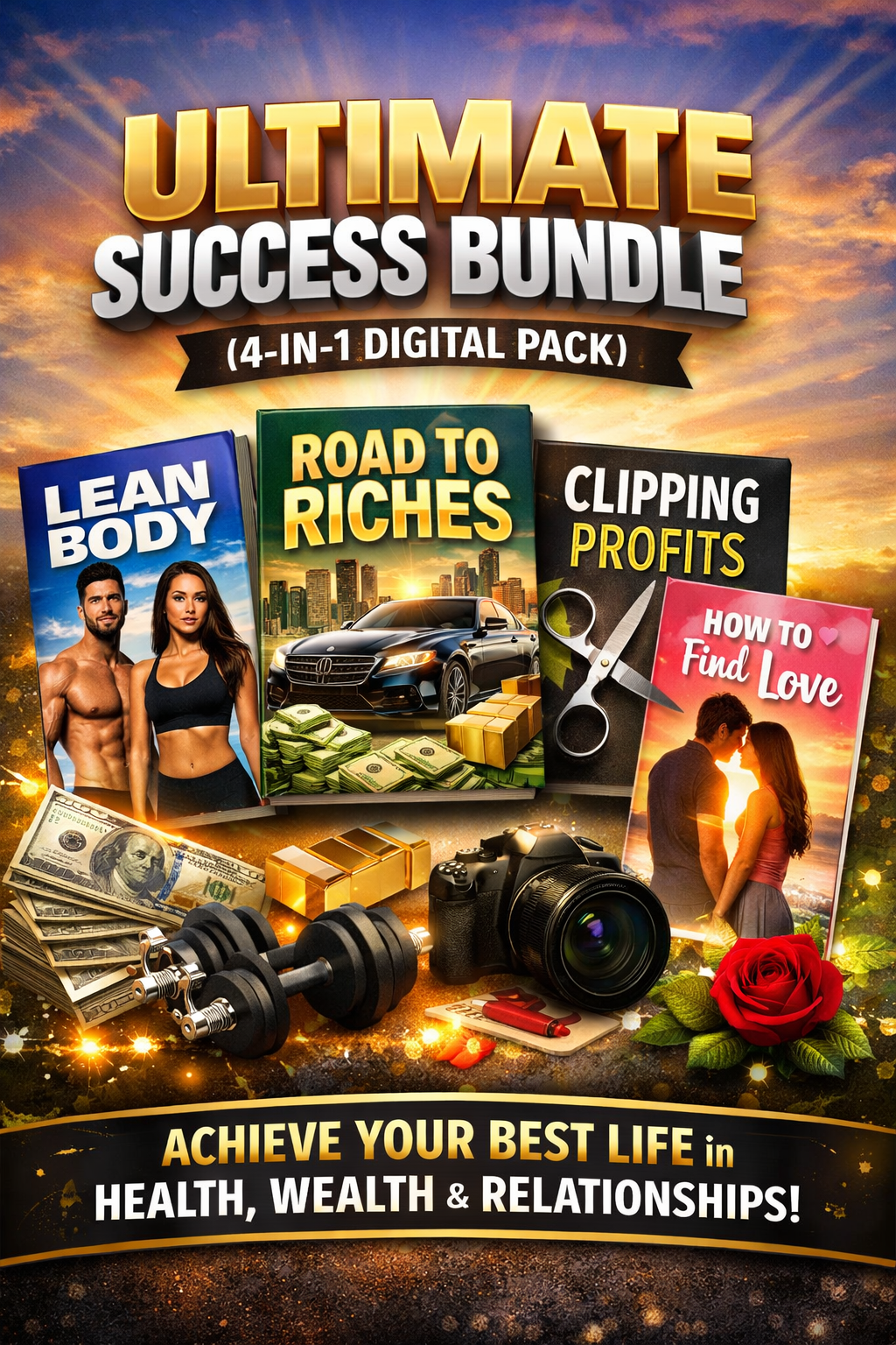 ULTIMATE SUCCESS BUNDLE (4-IN-1 DIGITAL PACK) [Lean Body+Road to Riches+Clipping+How To Find Love]